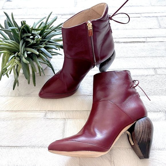 Maiyet Shoes - Rare Maiyet Burgundy Leather Sculptural Heel Ankle Boots